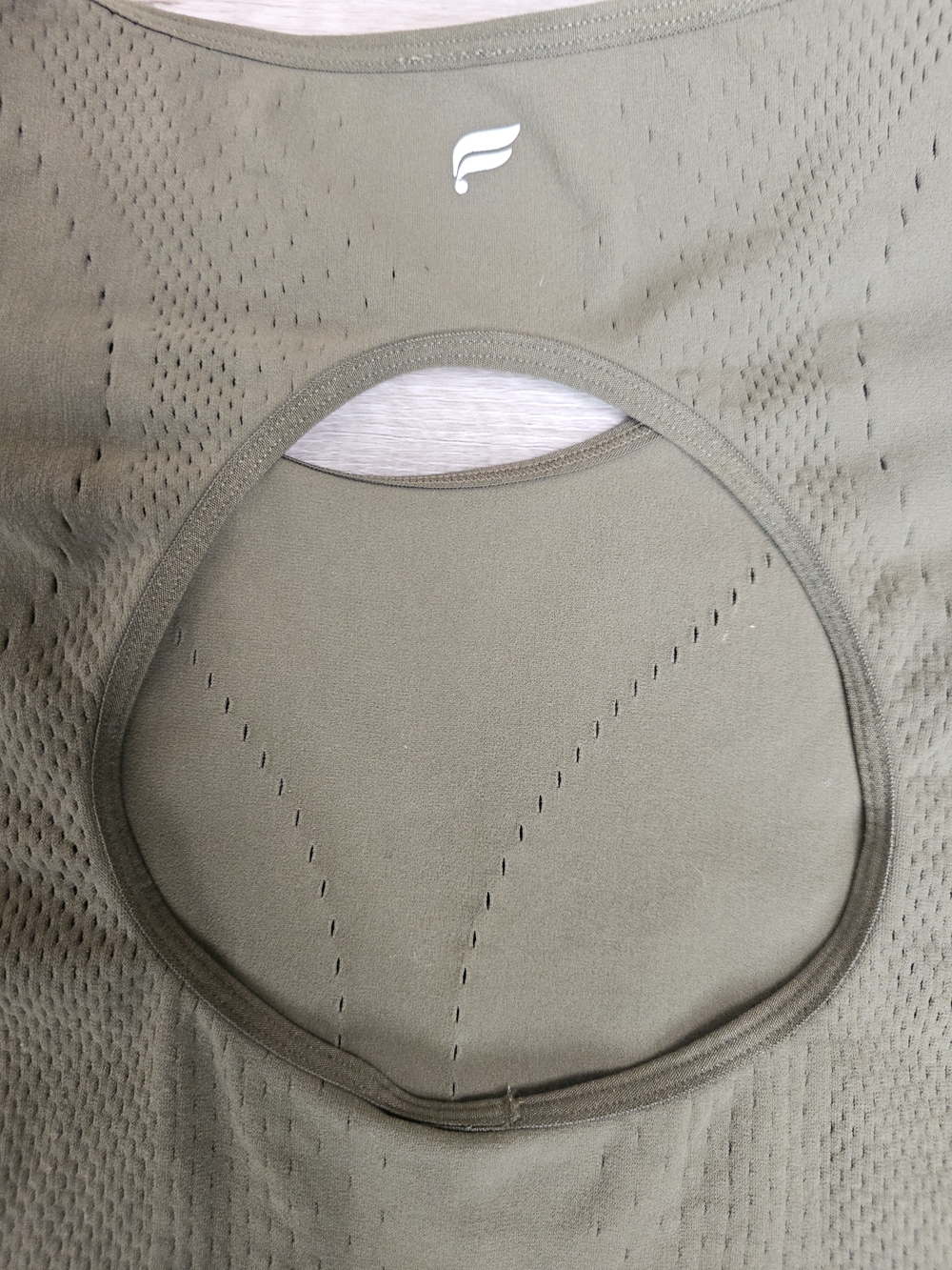 ​Fabletics Olive Green Seamless Cutout Long Sleeve Active Crop Top (No Size Tag) - Picture 10 of 10